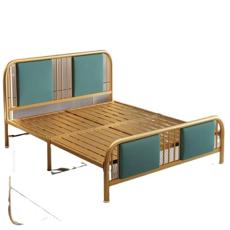 Wrought iron bed, double modern simple soft bed, home soft bed apartment 1.2 meters 1.5 meters bed and breakfast single iron bed