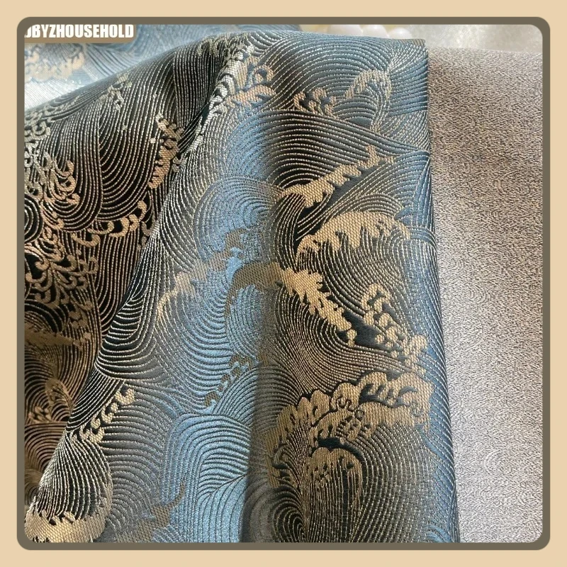 

Custom Size！！New Chinese Jacquard Three-dimensional Auspicious Cloud and Ocean Tide Pattern Splicing Curtain Fabric Classic