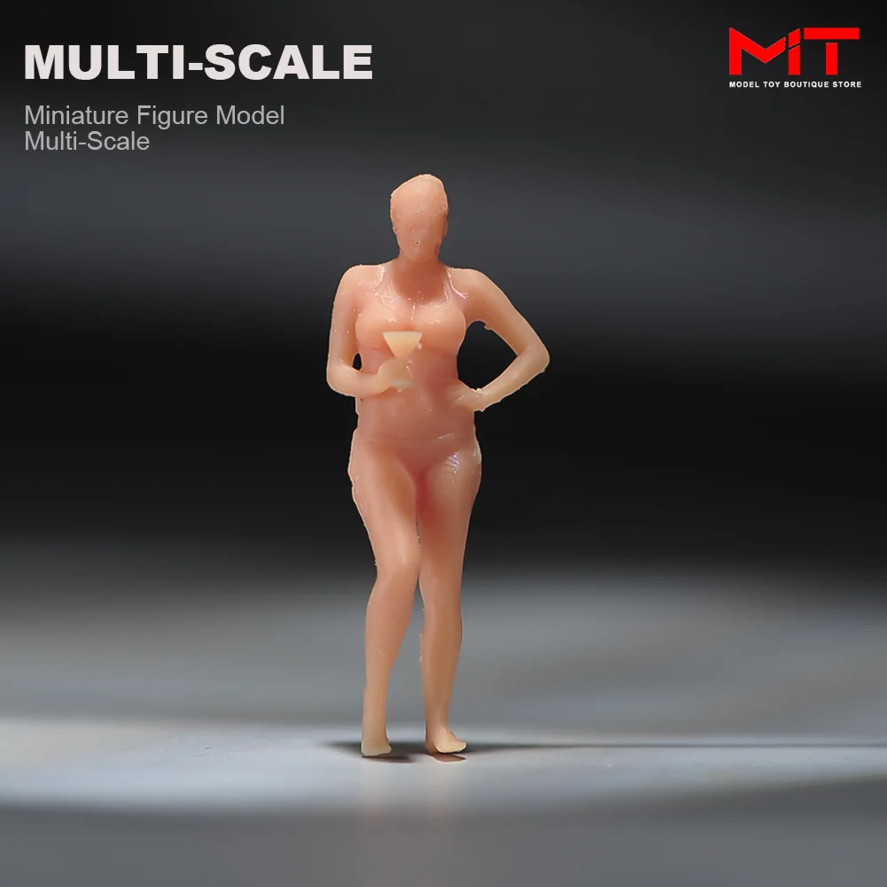 Miniatures Unpainted 1/24 1/43 1/64 1/87 Scale Mini Bikini Girl Shorts Boys Figure Beach Scene Model Figurine for Cars Vehicles