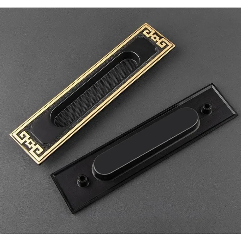 

Brass Sliding Door Concealed Handle Indoor Embedded Door Handle Solid Wood Chinese Style Household Invisible Sliding Door Handle