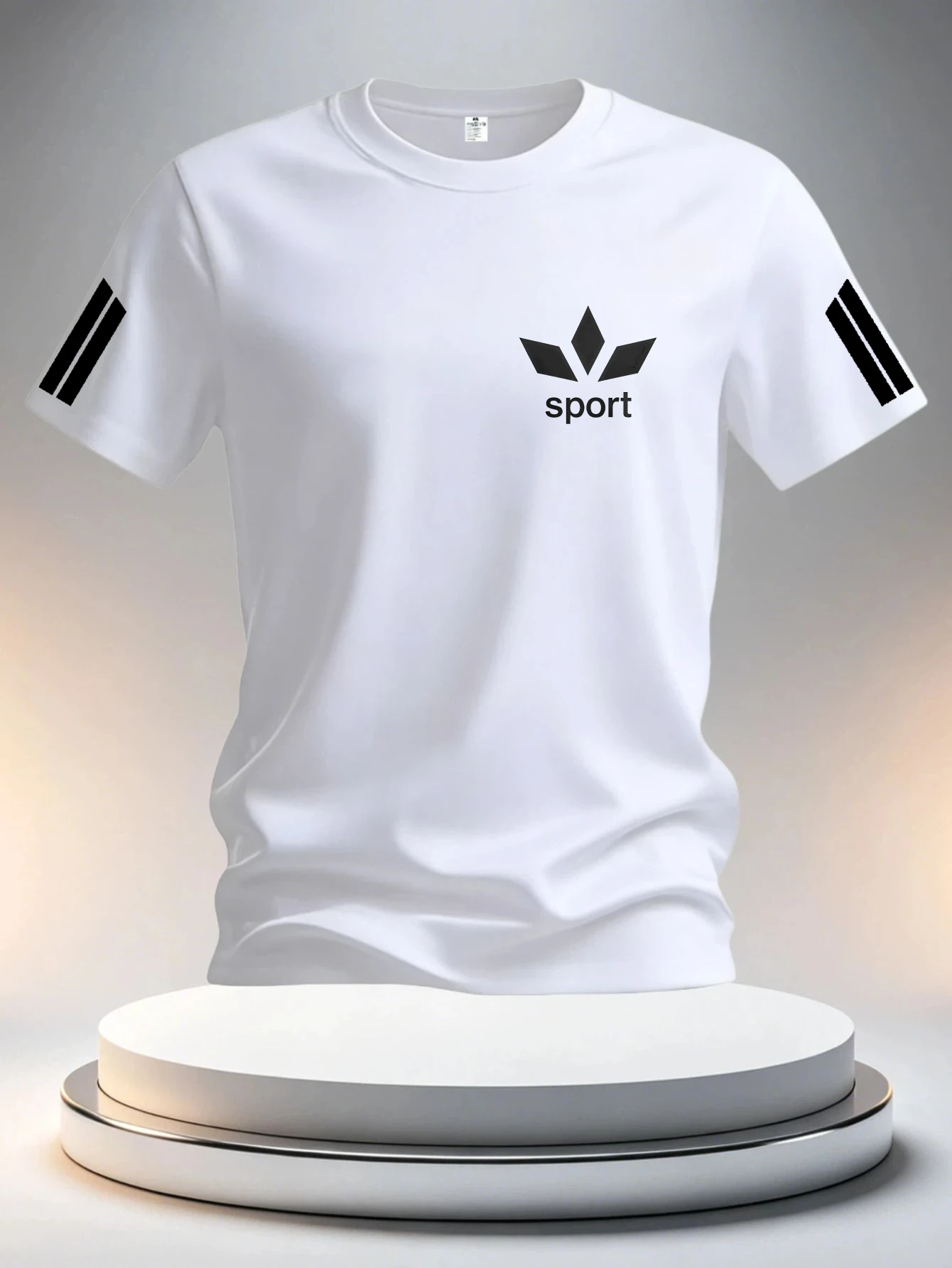 Leisure Hit Product Men'S Summer T-Shirt White Sport Stripes New Design Fashion Design Printed T-Shirt Fitness Casual Leisure