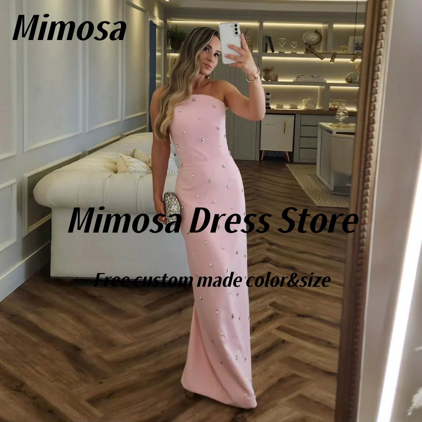 

Mimosa Vestidos Des Fiesta платья для выпускного вечера без бретелек с бриллиантами сексуальные вечерние платья сзади длинное вечернее платье подружки невесты по индивидуальному заказу