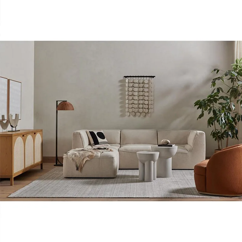 Solid wood sideboard, guest dining room, storage cabinet, nostalgic rattan oak, modern minimalist arched locker
