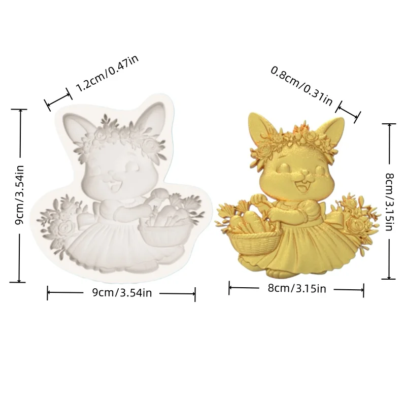 Easter Flower Basket Bunny Silicone Baking Mold Carrot Bouquet Shape Chocolate Fondant Cake Decoration Mold