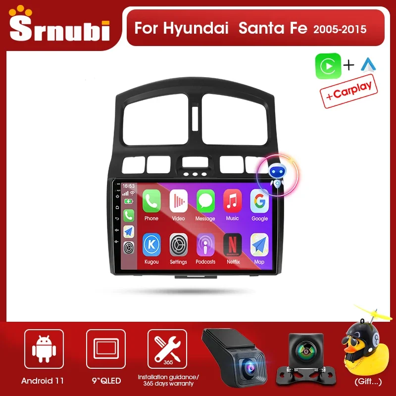 

Srnubi Android 11.0 Car Radio for Hyundai Classic Santa Fe 2005-2015 Multimedia Player 2Din 9" QLED 4G Carplay GPS DSP Head Unit