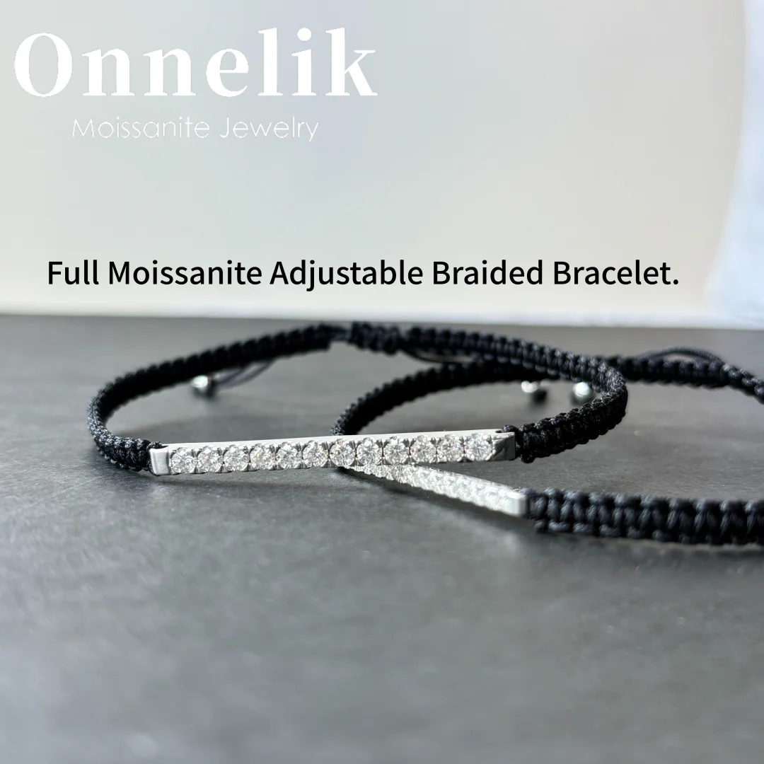 

Onnelik все 2 мм/3 мм D VVS1 муассанит плетеный браслет из веревки 100% стерлингового серебра 925 пробы для женщин свадебная вечеринка ювелирные изделия подарок