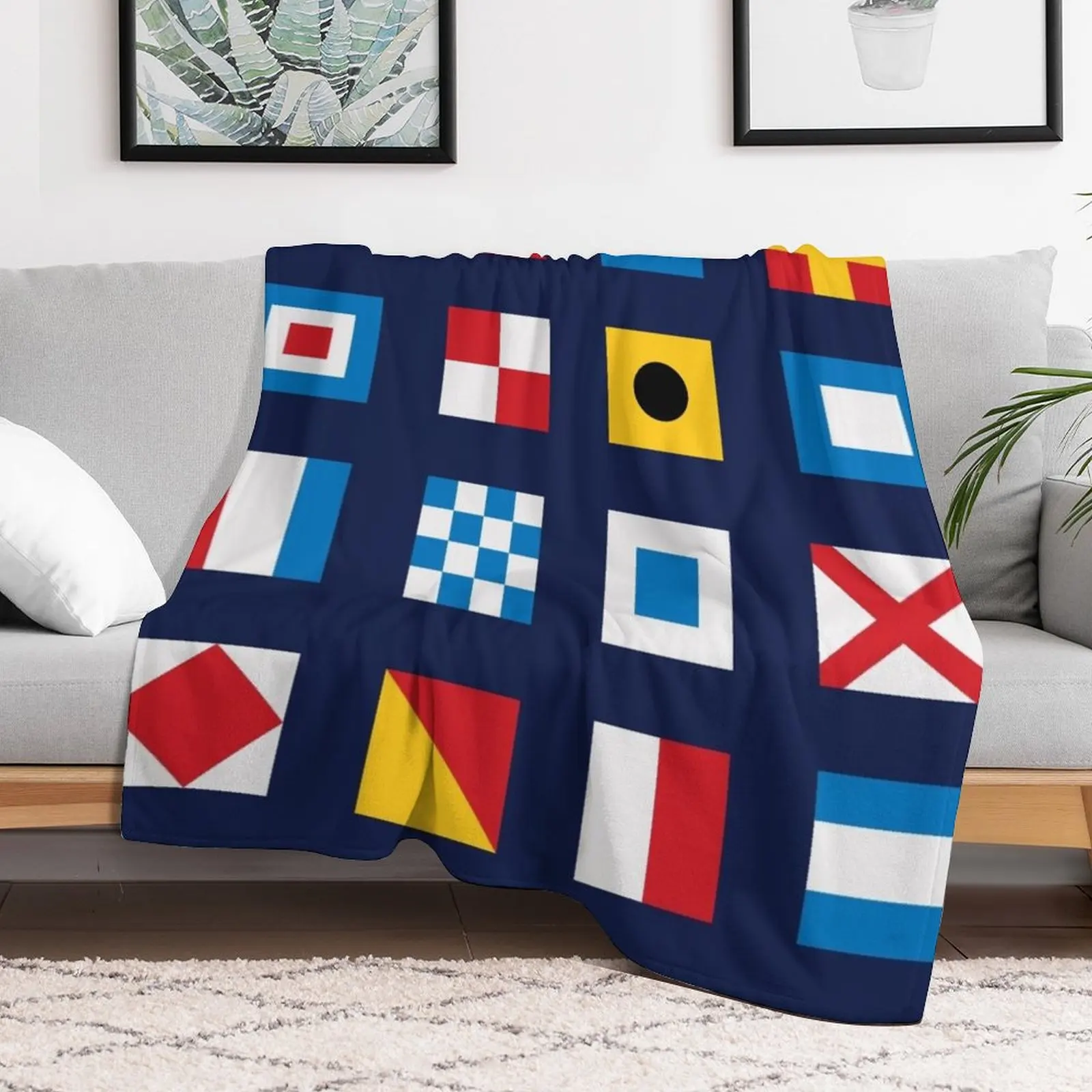 Nautical flags, sailing, Maritime signal flags Throw Blanket Large Hairys Sofas Blankets