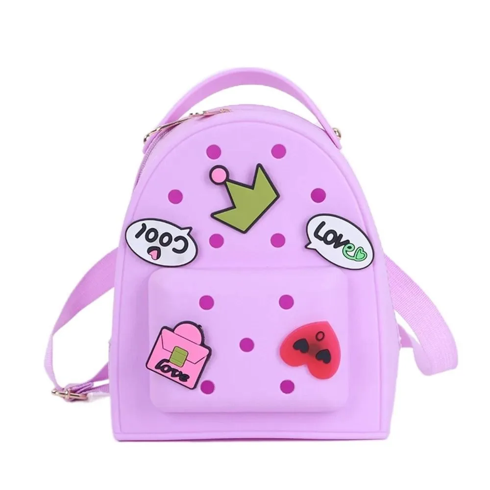 Cartoon Adjustable Straps Silicone Backpack Zippered Soft Schoolbags Durable Waterproof Kindergarten Knapsack Student