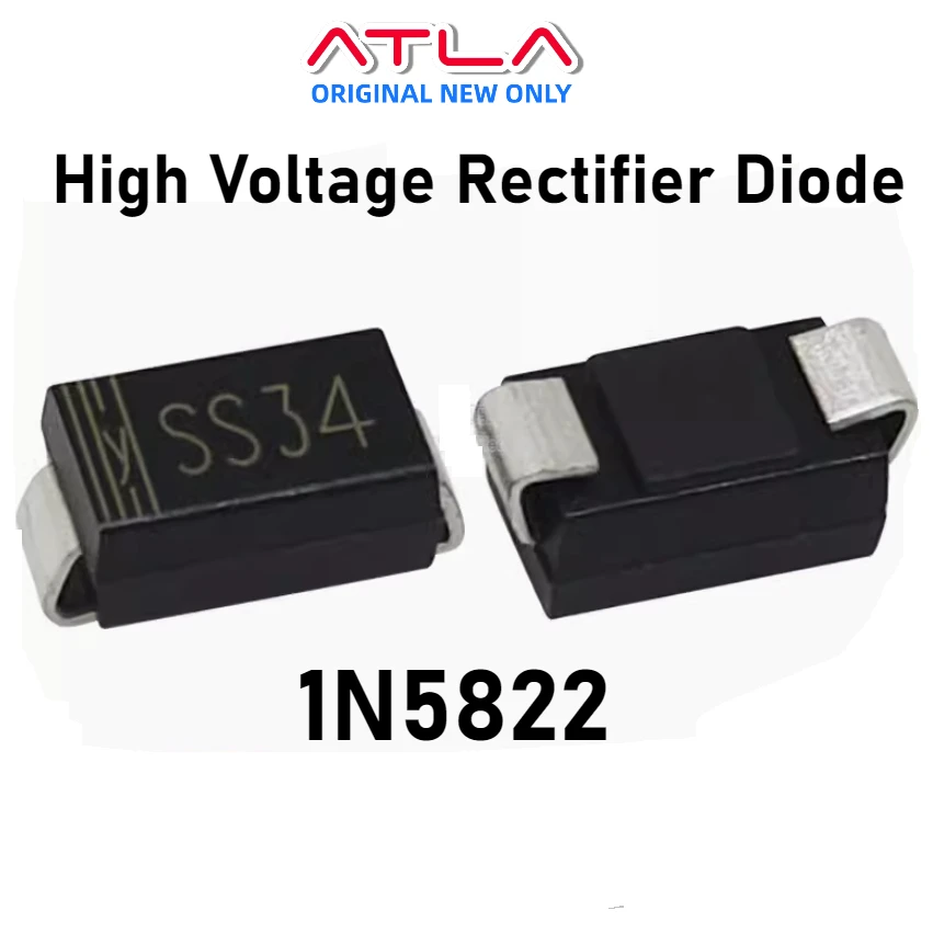 100pcs 1N5822 SMA do-214ac IN5822 Schottky  SS34 High Voltage Rectifier Diode Power Electronics Component Surge Protection