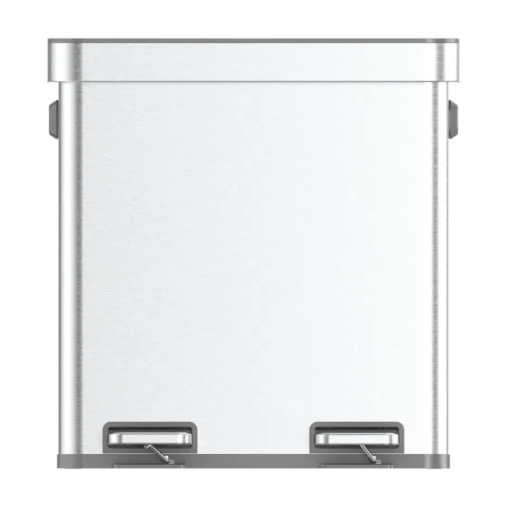 

18G Dual Compartment Stainless Steel Trash Can with Soft-Close Lid Recycle Bin & Waste Basket Sturdy Handles Non-Skid Base