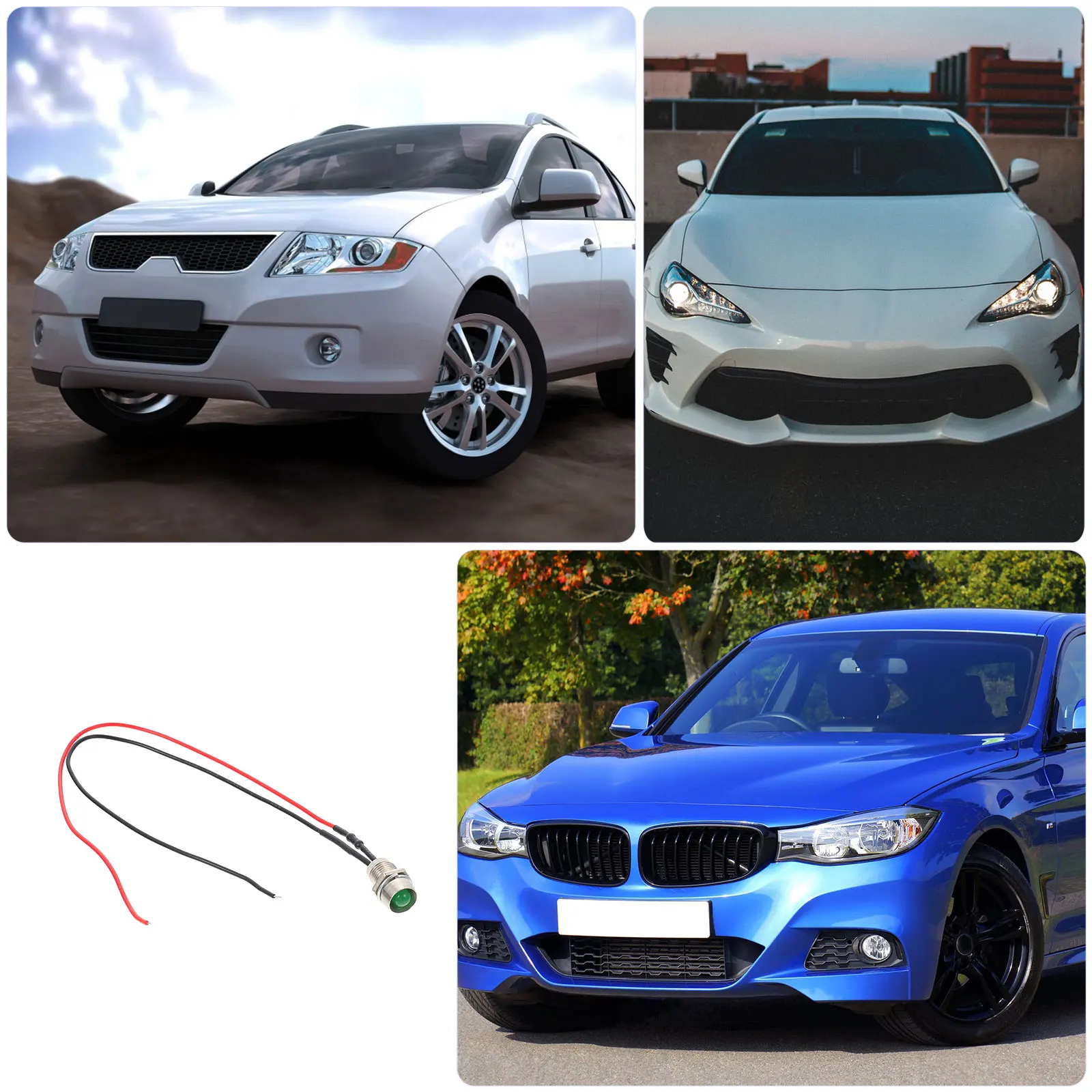 

10pcs 8mm 12V Green LED Indicator Lights Metal Surface Signal Lamp for Car Boat Truck Dash Marker Anti Corrosion Wired