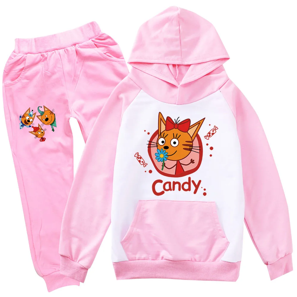 Kid-E-Cats Cartoon Russian TpnkoTa Three Kittens Clothing Set Children's Sets Kids Hoodies Pants 2pcs Sets Girls Boys SportSuits