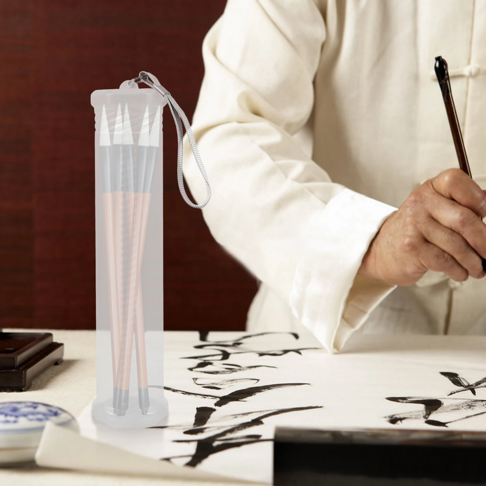 Telescopic Pen Holder Extendable Brush Case Retractable Transparent Container Portable Stationery Plastic Pencil Makeup Storage