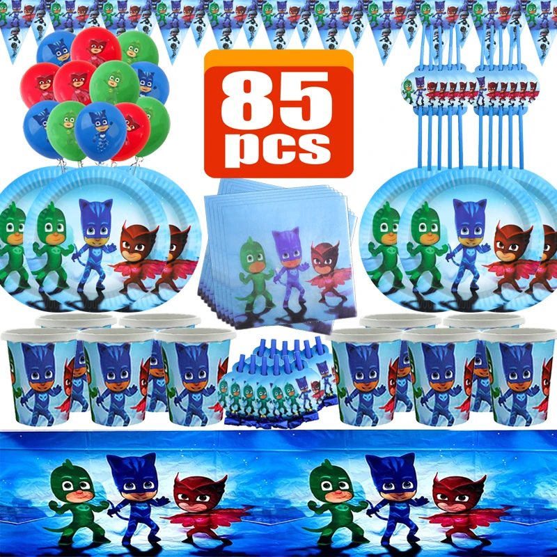 Pj Masks Birthday Decoration NaDa Party Supplies Noise makers Foil Balloons Tableware Plate Napkin Baby Shower Supplies Toy Gift