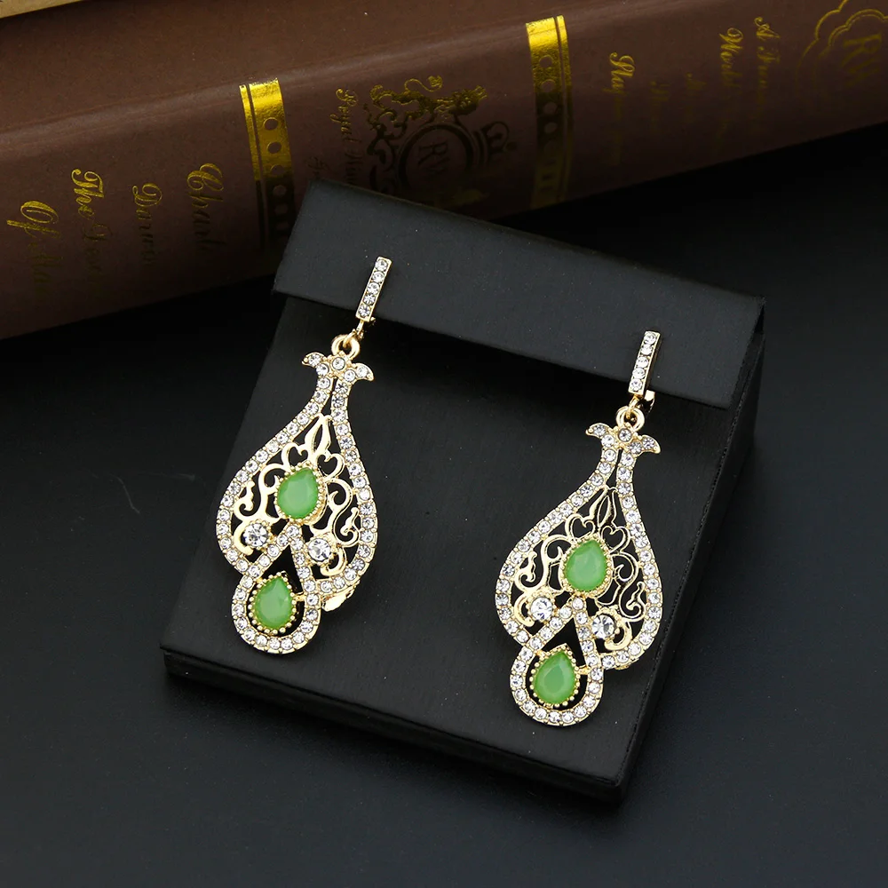 Neovisson Trendy Caftan Earring for Aristocratic Women Gold Color Algeria Wedding Jewelry Arab Drop Earring Handmade Gift