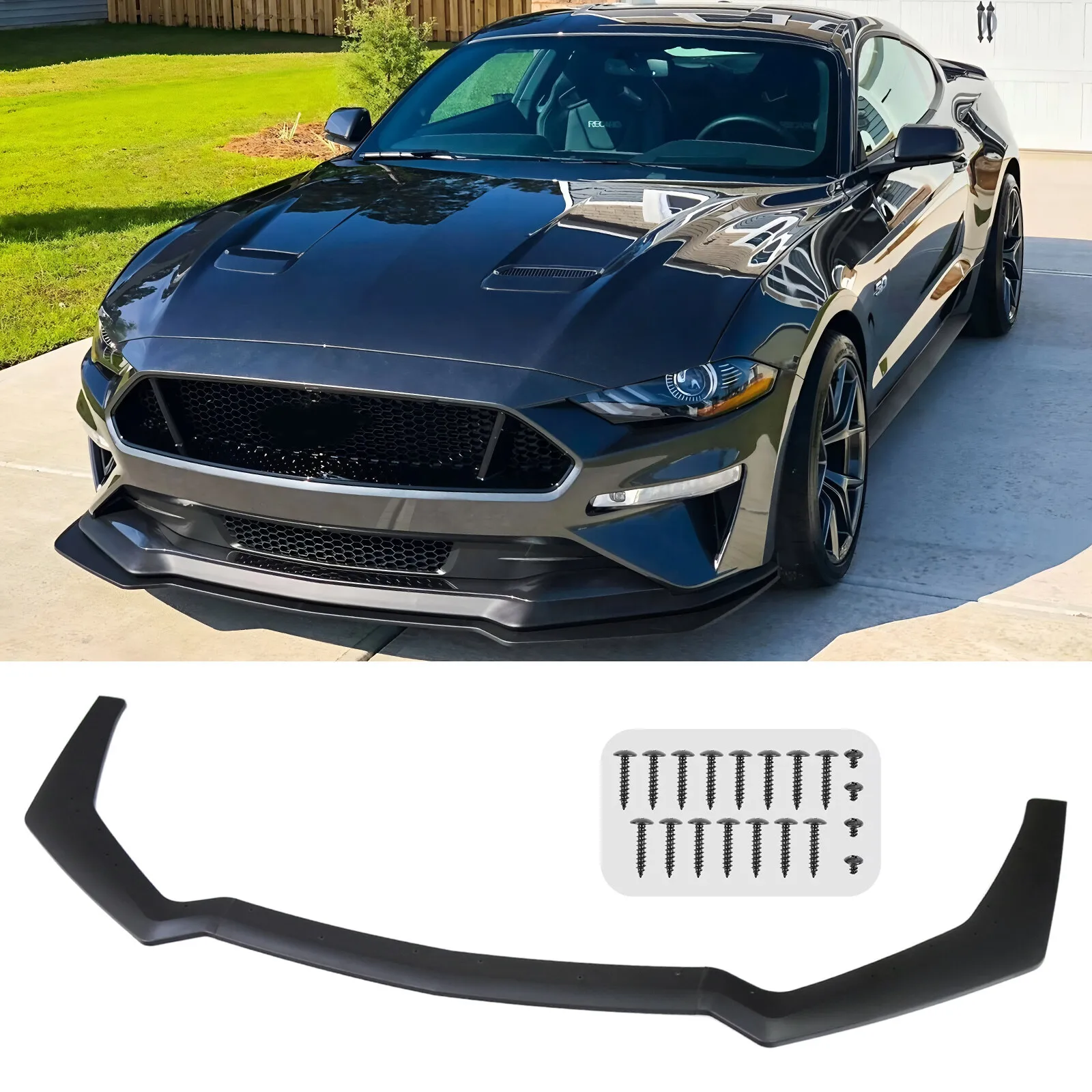 

For 18-23 Ford Mustang Matte Black GT-Style Front Bumper Body Kit Splitter Lip