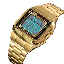 SKMEI Fashion Back Light orologio sportivo digitale da uomo cinturino in acciaio inossidabile sveglia conto alla rovescia orologio da polso con specchio in vetro