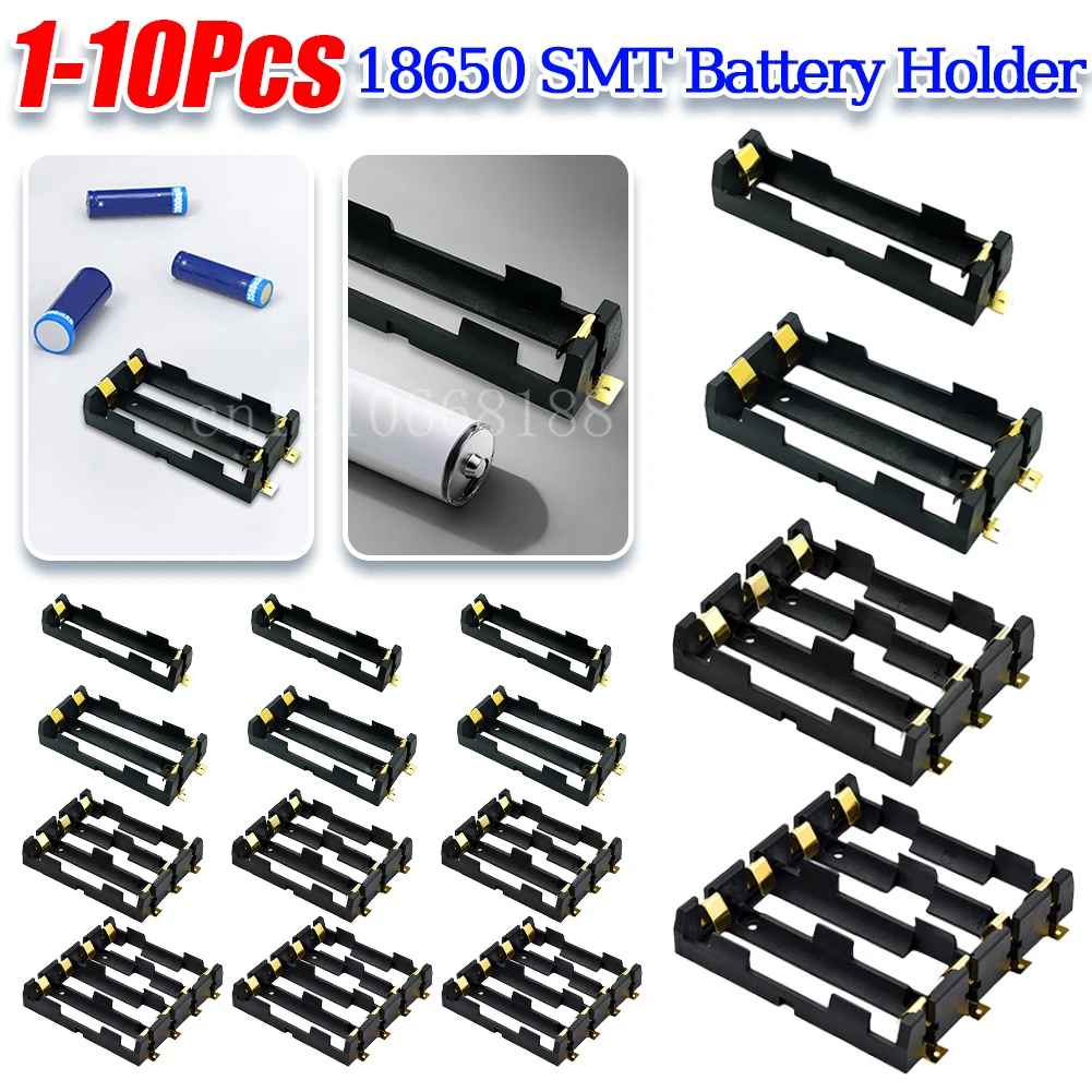 1-5Pcs 18650 SMT Battery Holder 18650 SMD Battery Box with Bronze Pins Rechargeable Battery Holder Clip Storage Case Power Bank