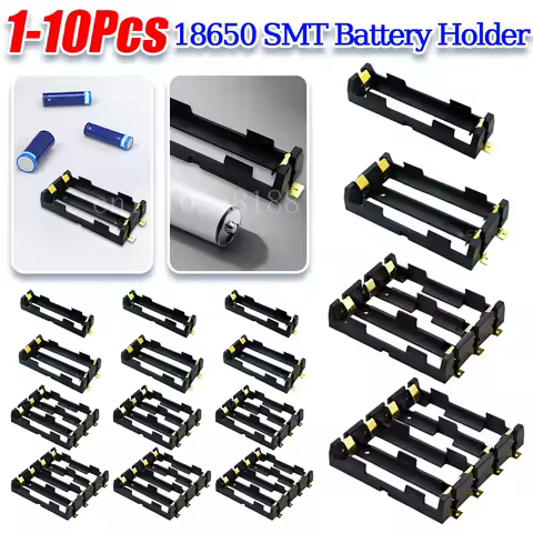 1-5Pcs 18650 SMT Battery Holder 18650 SMD Battery Box with Bronze Pins Rechargeable Battery Holder Clip Storage Case Power Bank