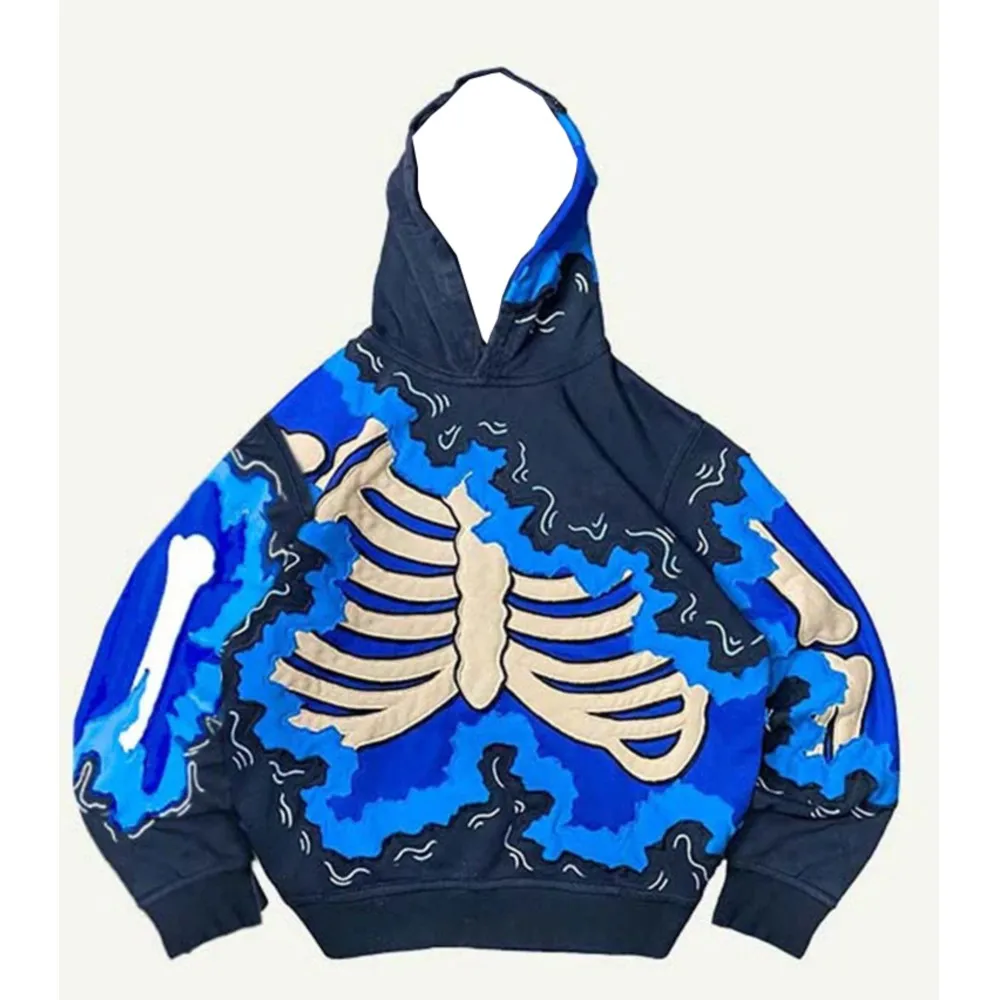 Neuheit Herbst/Winter 2026: Amerikanischer Hip-Hop-Stil 3D-Skelett-Print Hochwertiger Hoodie Perfekt für den Alltag – Detail 4