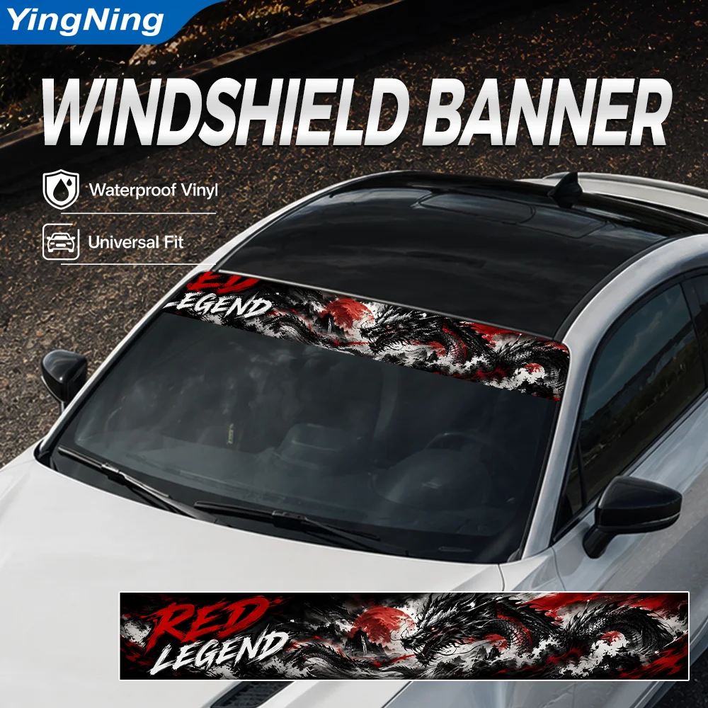 Car Accessories Banner - Red Legend Dragon Windshield Banner Car