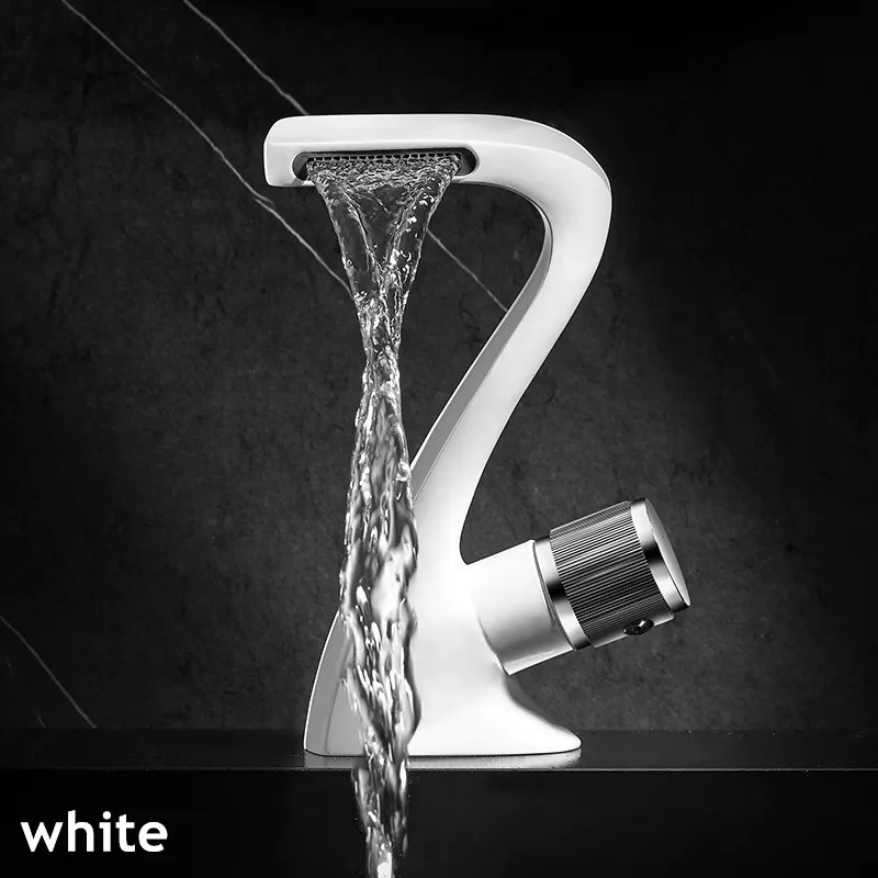 White Swan Creative High-quality Copper Waterfall Cold And Hot Water Tap Household Pressurized Washbasin