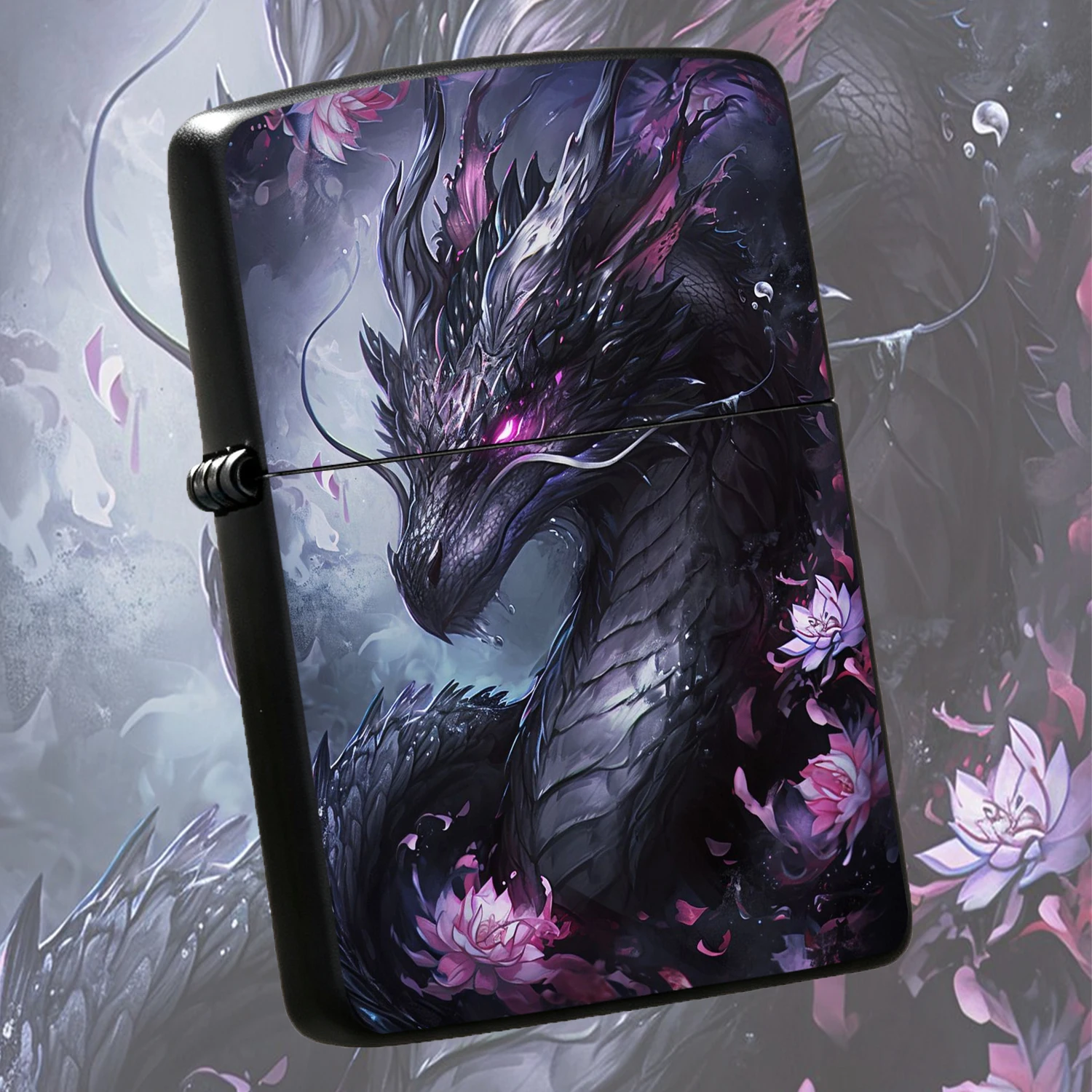 Exquisite Printed Windproof Lighter with Mystical Dark Purple BLACK Dragon Pattern, Durable Sturdy Body PORTABLE Creative Collectible Lighter, Ideal Gift for Fantasy Dragon Enthusiasts for Daily Use Outdoor Camping A Fun and Humorous Light