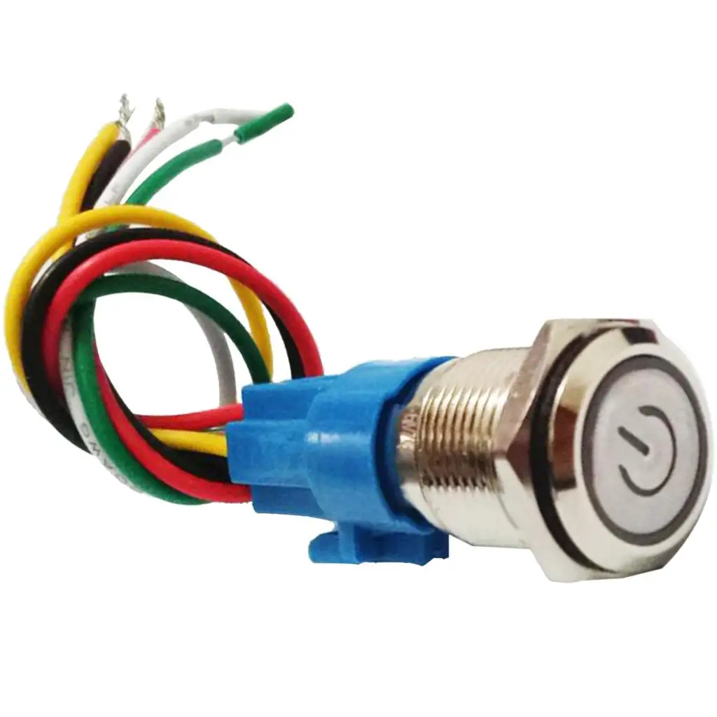 Waterproof Push Button Switch 220V Metal Self-locking Green LED Toggle Switch for Machine Control Panel