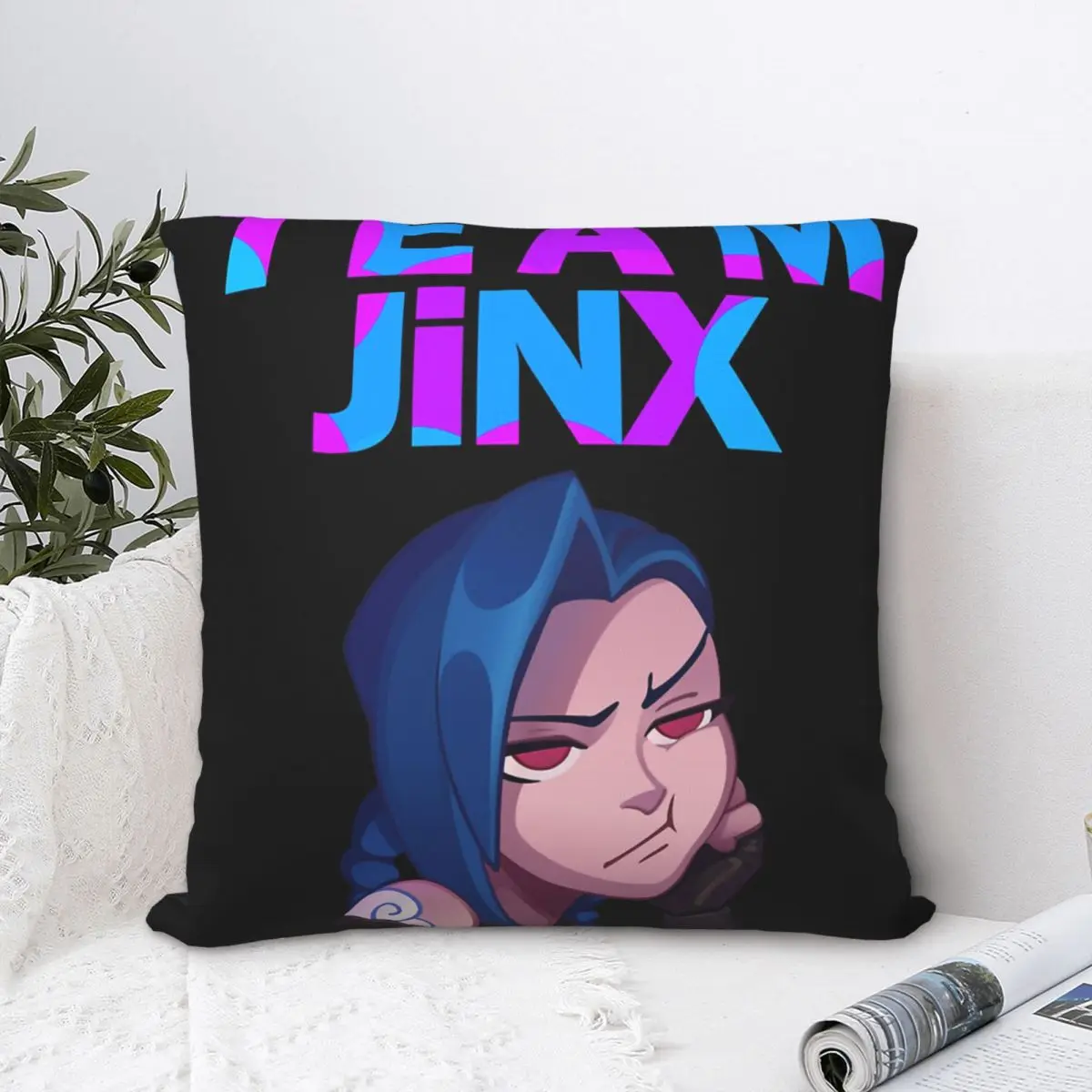 

Team Jinx Throw Pillow Case Arcane League of Legends Cushion For Home Sofa Chair Decorative Hug Pillowcase