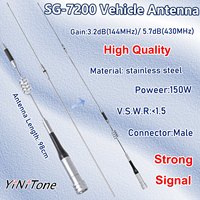 Mobile Car Ham Radio 150W SG-7200 Antenna for ZASTONE D9000 TYT QYT KT-8900 TH-9800 DUAL BAND PL259 Male stainless steel Antenna