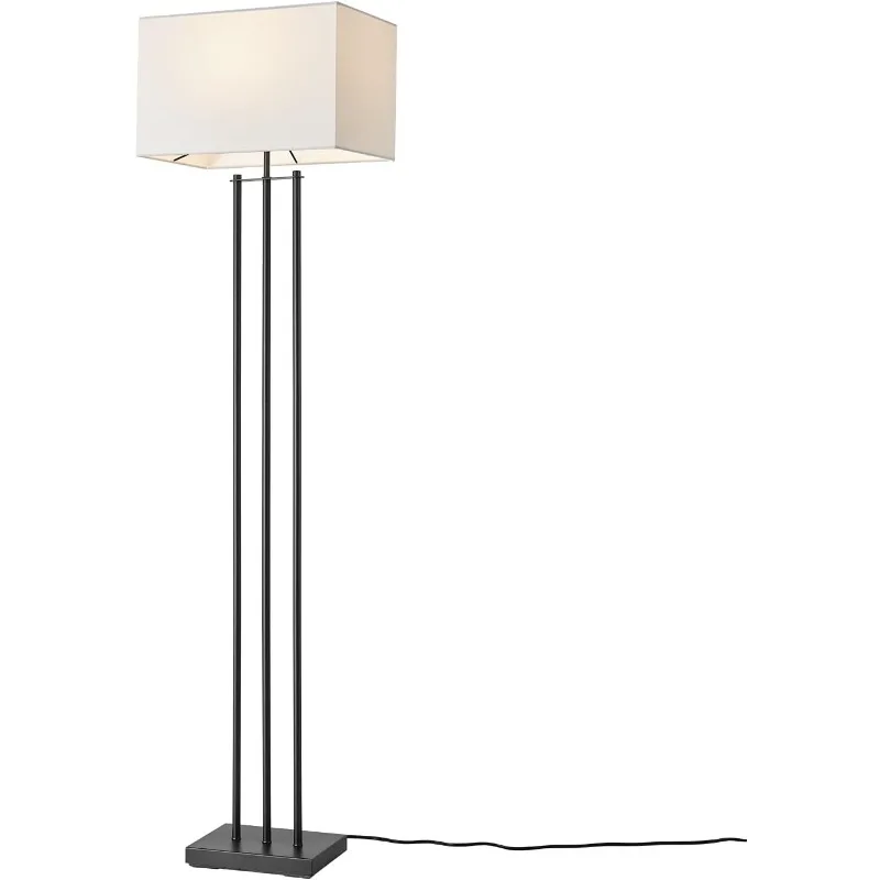 Imagem -04 - Latão Fosco Floor Lamp para Home Improvement White Linen Shade Sala e Quarto 62 em