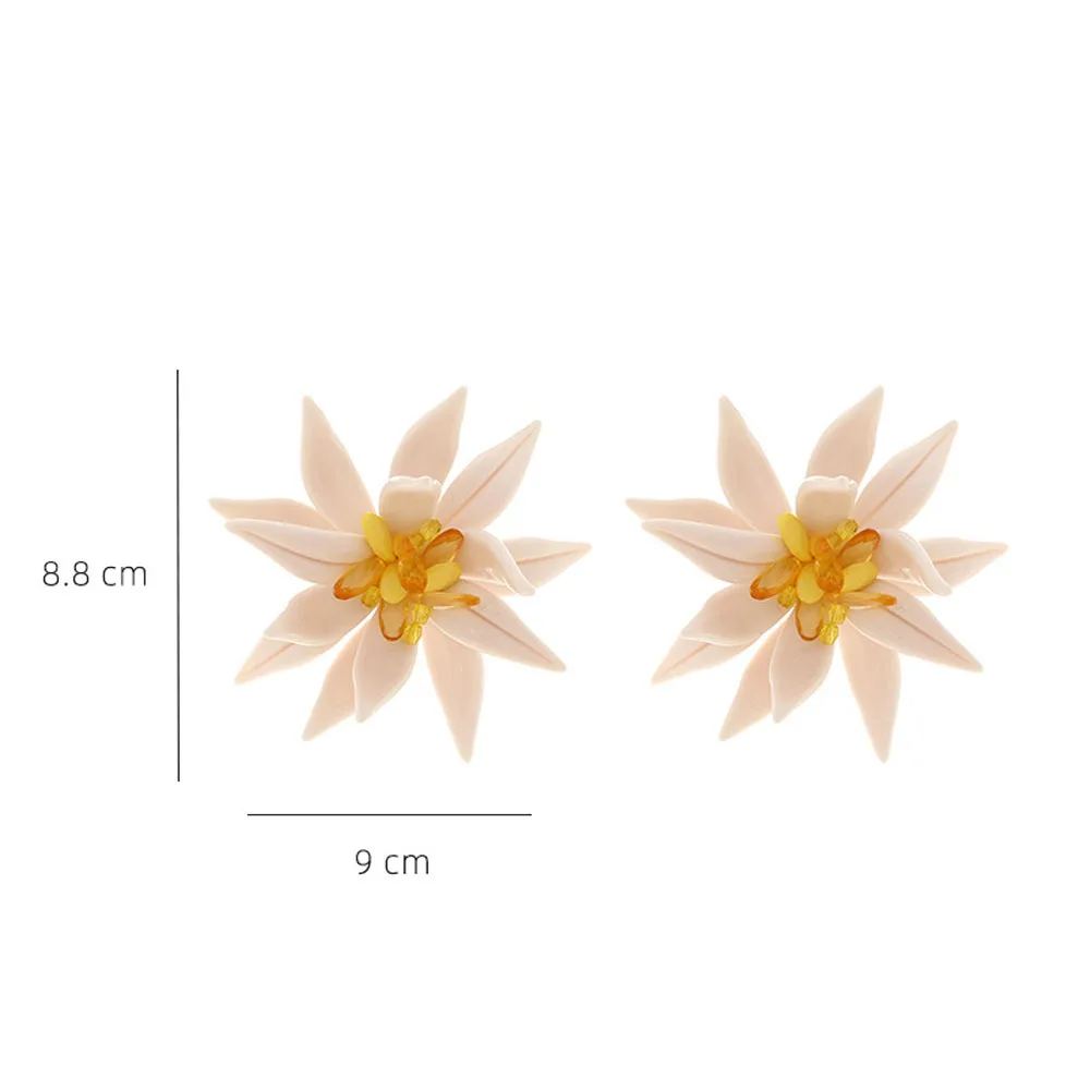 Elegant Acrylic Big Flower Stud Earrings for Women Luxury Exaggerated Petal Earring High Quality Jewelry Dainty Gift