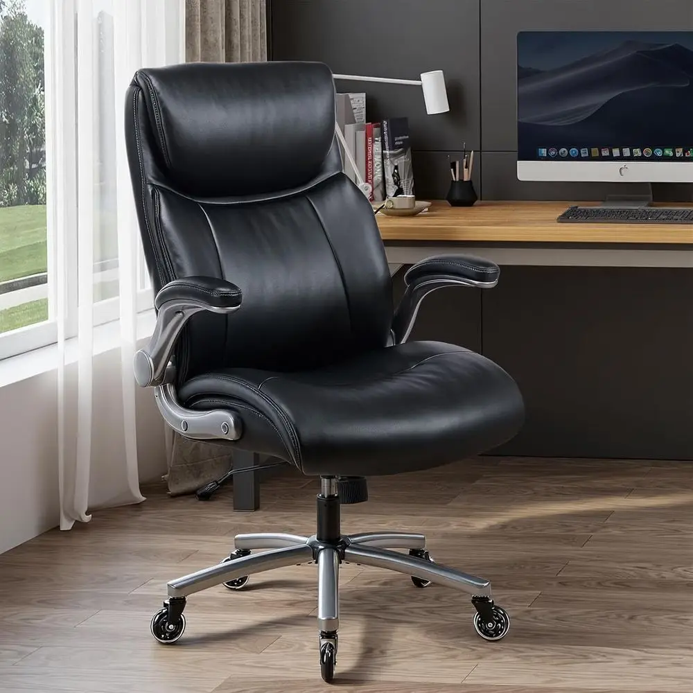 

Ergonomic High-Back Executive Oice Chairs, Heavy Duty Home Computer Chair with Lumbar Support, lip-Up Arms, and PU Leather Uphol