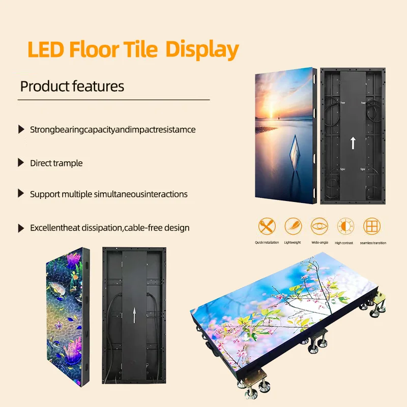 Full-color Interactive P3.91 Floor Tile Led Display Screen For Dance Game Video Stage Platform Led Floor Tile Display