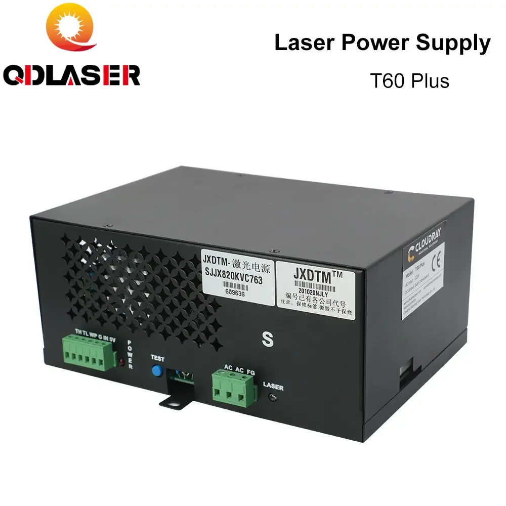 

QDLASER 60 Вт CO2-лазерный источник питания для CO2-лазерного гравировального станка серии HY-T60 T/W Plus с длинной гарантией