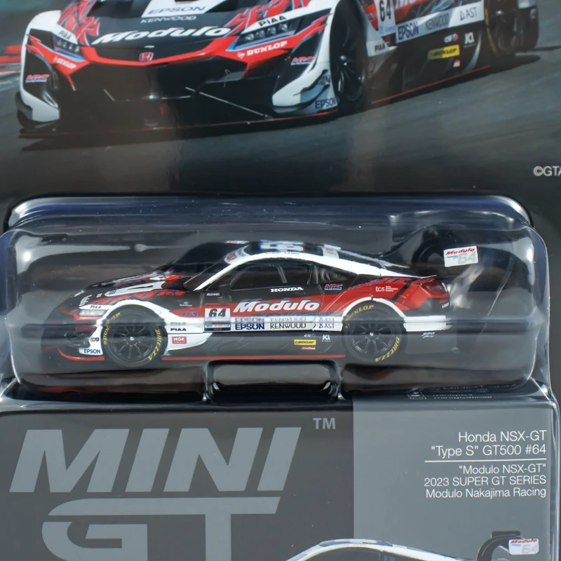 ميني جي تي 1:64 هوندا NSX GT نوع S GT500 # 64 2003 نموذج سيارة مصنوع من خليط معدني، لعبة للأولاد، زخرفة قابلة للجمع للبالغين.