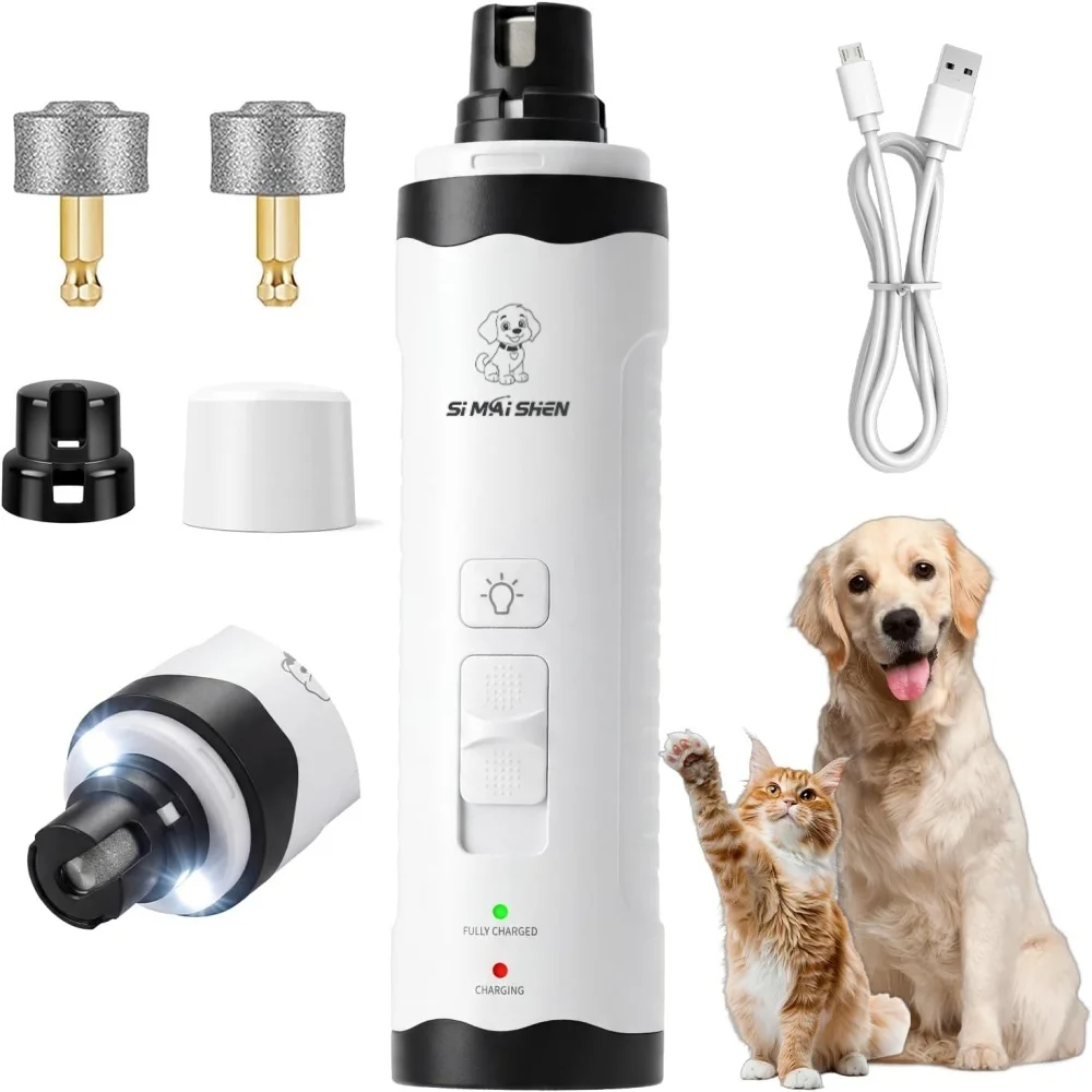 Novo Cortador de Unhas para Cães com Luz LED, Cortador de Unhas Elétrico de Baixo Ruído para Animais de Estimação, Aparador de Unhas para Gatos e Cães, Moedor de Unhas Recarregável USB