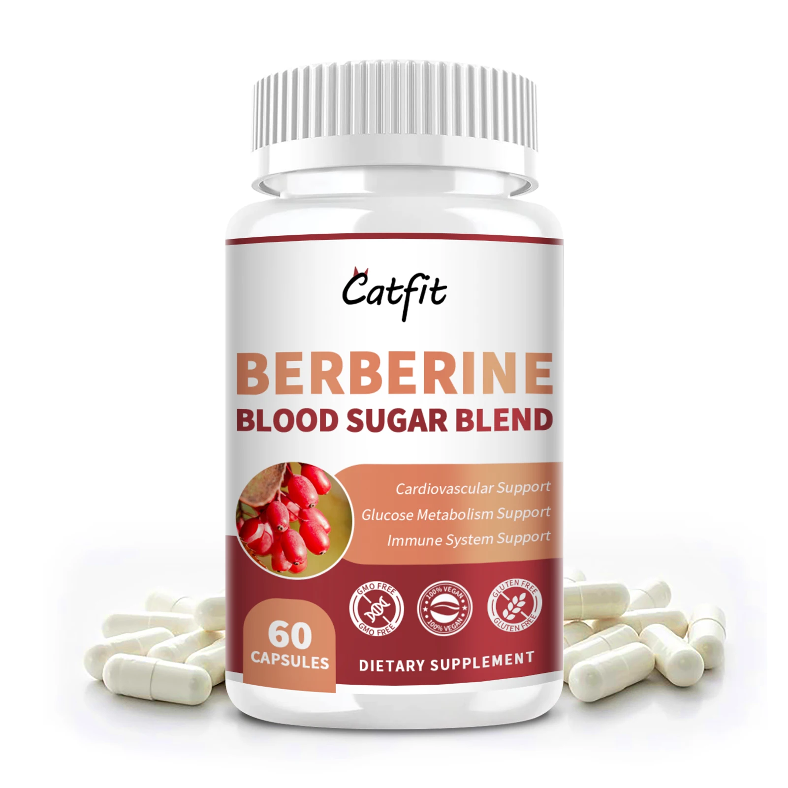 

10 in 1 Berberine Vegan Capsules Lower Blood Pressure&Blood Sugar Diabetes Help (1500mg Per Serving) 120 PCS Diet Supplement