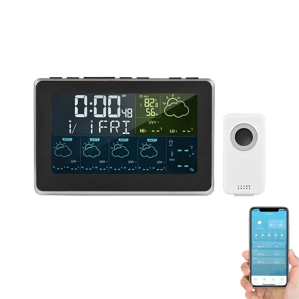 Tuya WIFI Weather Station Indoor Outdoor Temperature Humidity Meter Weather Forecast Multifunctional Weather Alarm Clock