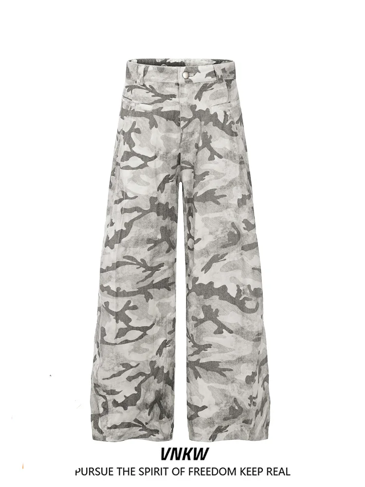 

American High Street Camouflage Straight Leg Workwear Trousers Loose Casual Wide Leg Floor-Length Pants for Men And Women