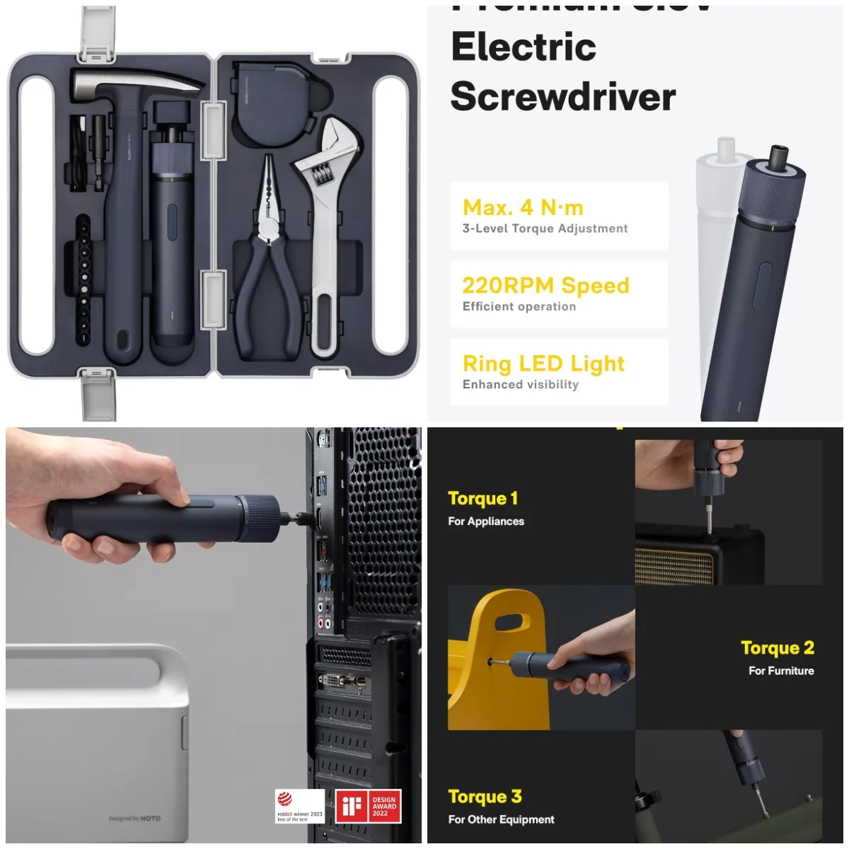 

18-Piece Electric Screwdriver Kit with LED, 3 Torque Settings, 10 Bits – Compact Home Repair Tool Set for DIY & Dorm Use