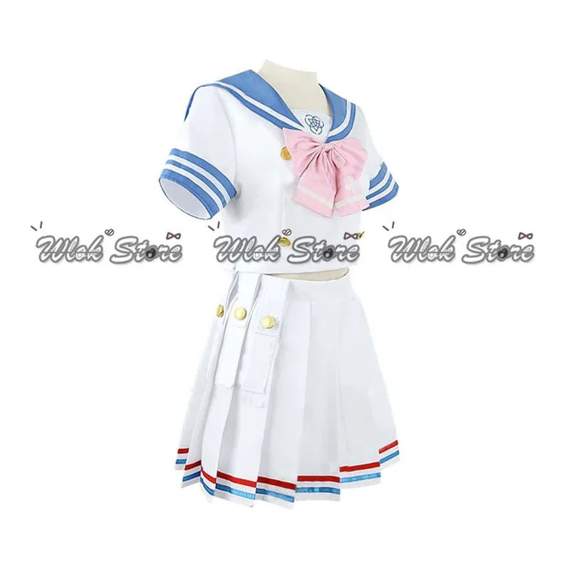 20151123 Anime Game Blue Archive Urawa Cosplay Costume Sailor Suits Hanako Halo Wig Bowknot Headwear Halloween Party Outf