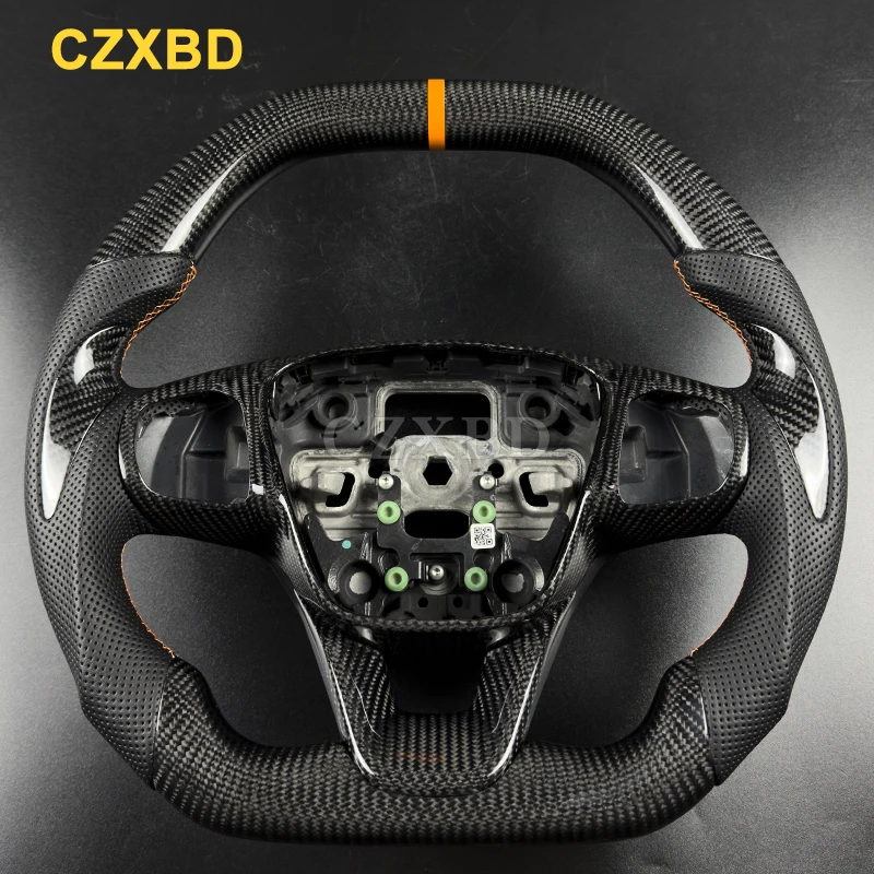 Rode marker geschikt voor Ford Fiesta ST MK8 2021 Focus matzwart koolstofvezel stuurwiel Hoge kwaliteit sportwiel aangepast