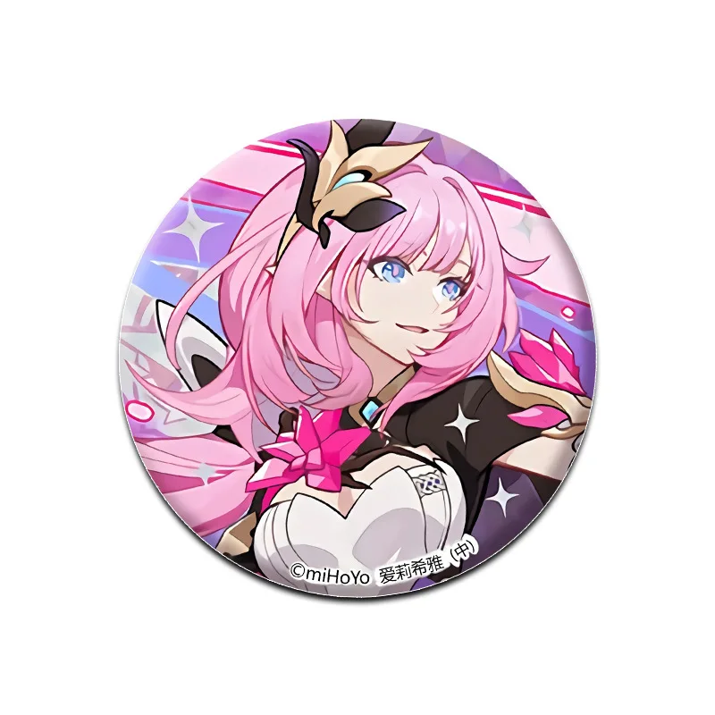 Gratis! Game Honkai Impact 3 Elysia Cosplay Rondom Tinnen Broche Anime Karakter 58Mm Badge Accessoires Halloween Cadeau Voor Kinderen