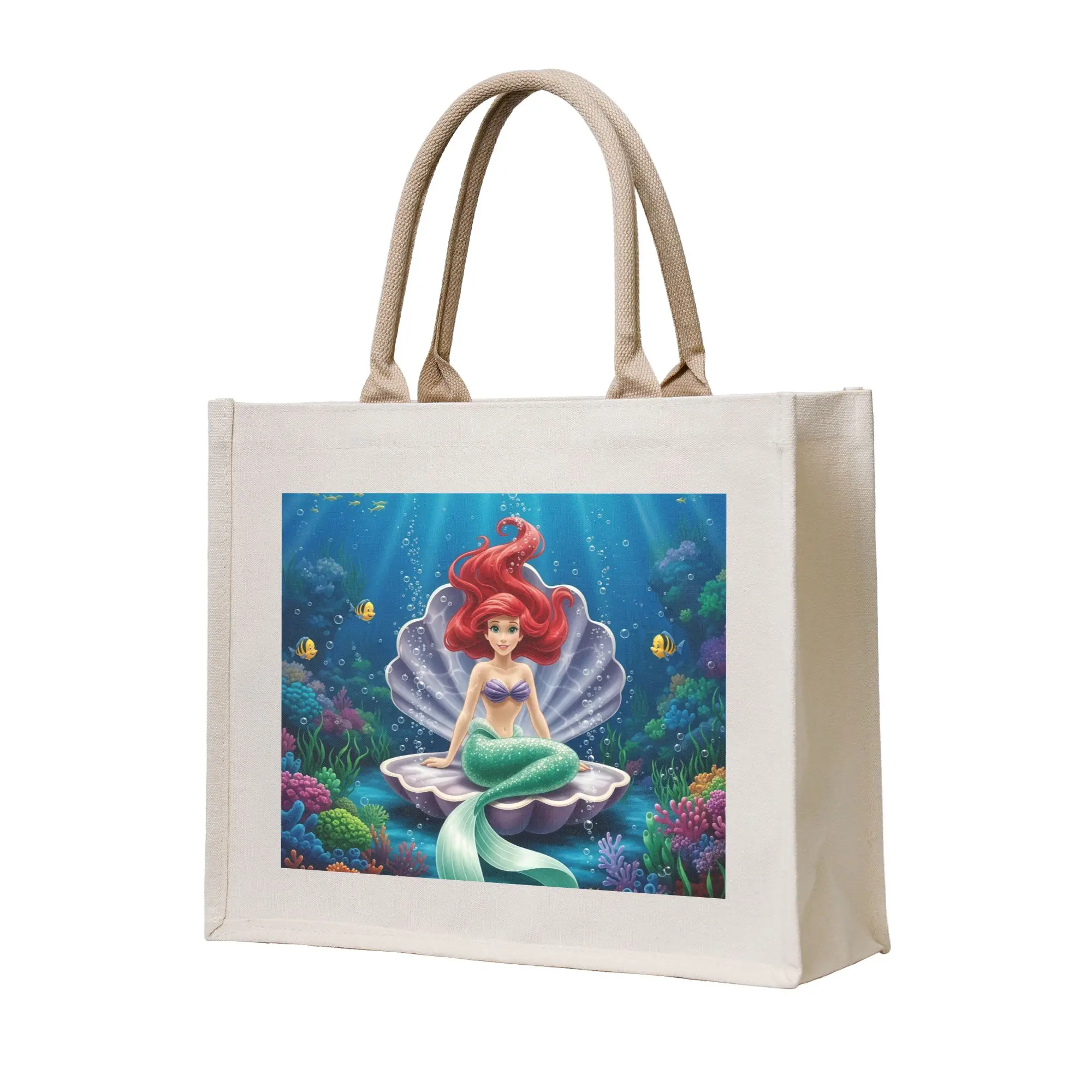 

Сумка-шоппер Custom The L-Little M-Mermaid Anima для женщин, портативная, большой вместимости, для продуктов, с мультяшным принтом, для покупок
