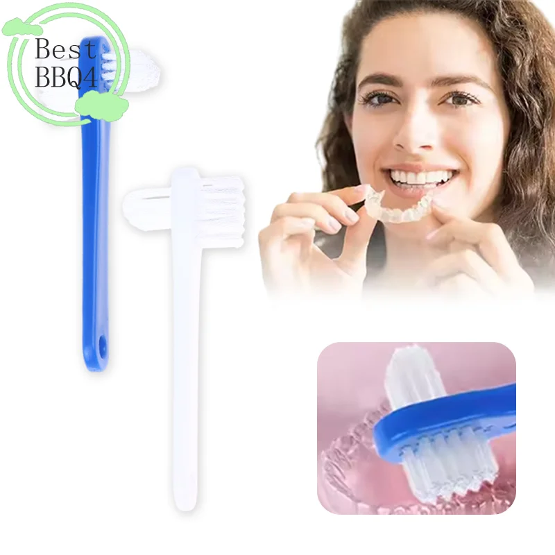 

(BBQ4) 10 шт. Двусторонние щетки для чистки зубных протезов и невидимых брекетов, для удаления налета, для мужчин и женщин, для гигиены полости рта
