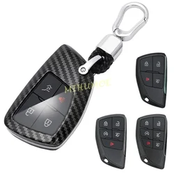 Car Smart Key Fob Cover Case Shell For Chevry Chevrolet Tahoe Suburban GMC Yukon Canyon Buick Envision Carbon Fiber Keychain