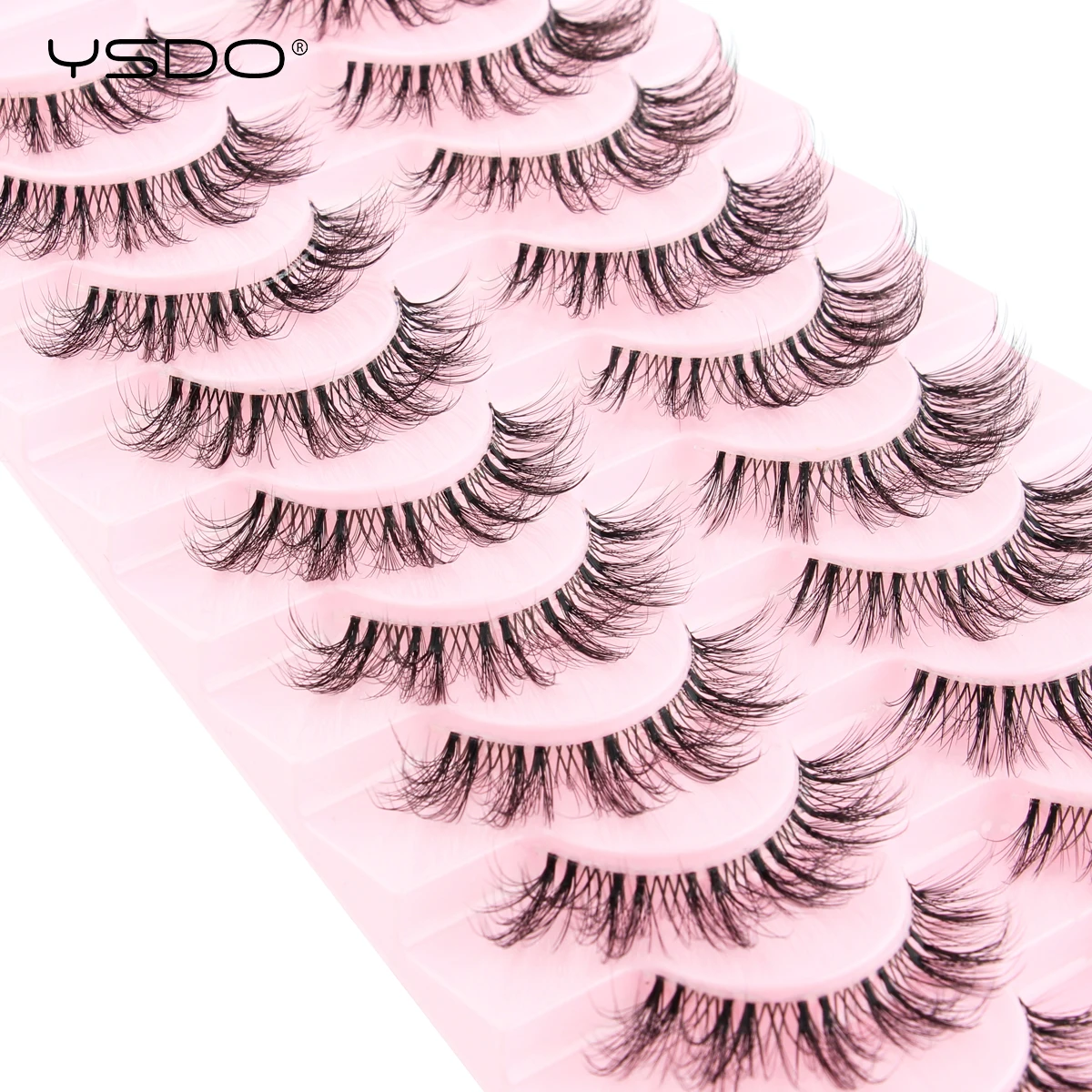 YSDO Natural Mink Eyelashes 3/6/10 Pairs Wispy Faux 3D Mink Lashes Short Fluffy Half False Eyelash Makeup Tools Cat Eye Lashes