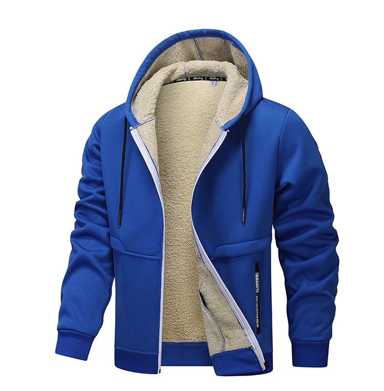 Men's Zip Up Hooded Sweatshirt, Thick Fleece Lined For Warmth, Drawstring Hood, Side Zipper Pockets, Rib Cuffs & Hem, Loose Fit, Autumn Winter Daily Casual Long Sleeve Outerwear