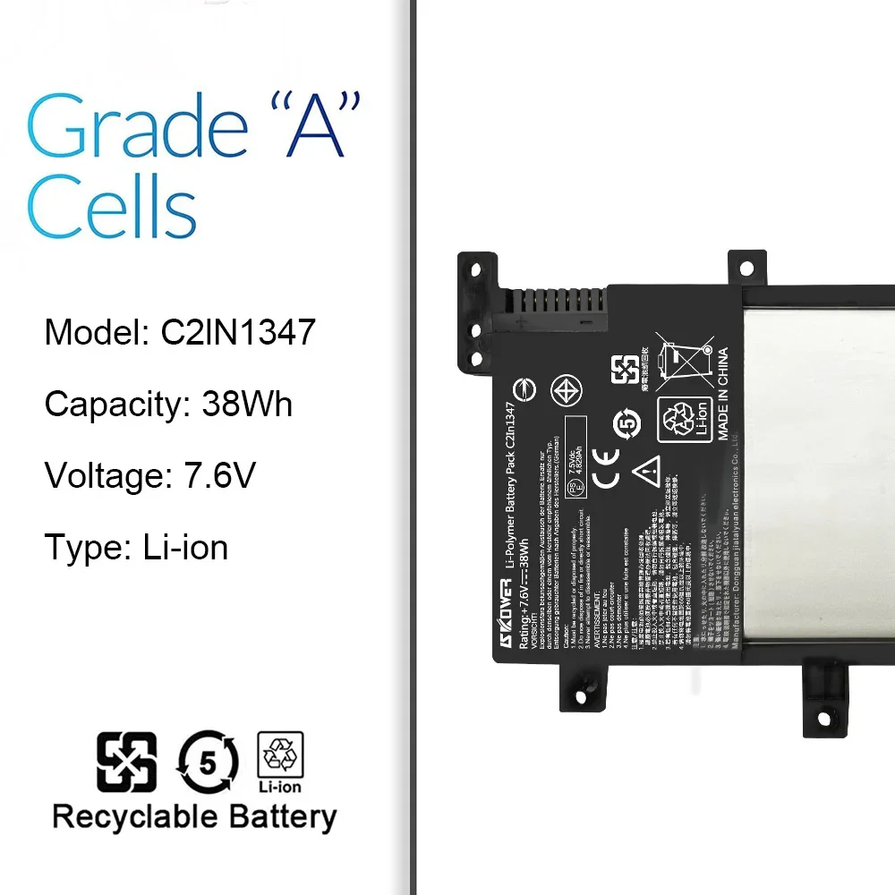 SKOWER 38Wh C21N1347 Laptop Battery For ASUS A555L X554L X555L F555A F555U W519L K555L R556L R557L F555L Y583L VM510L VM590L